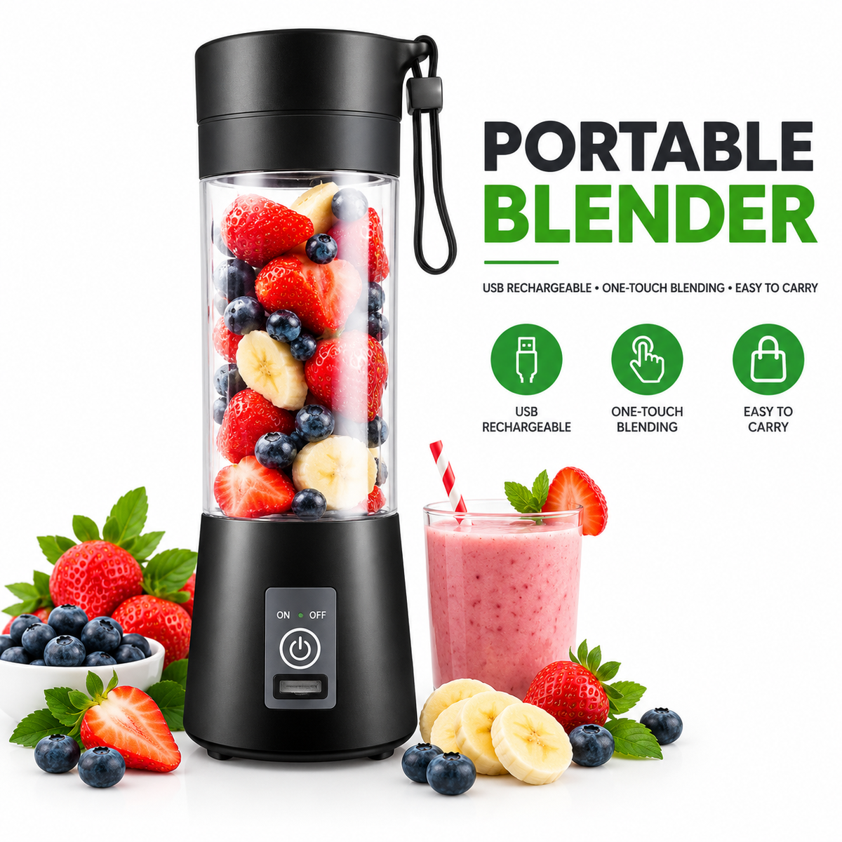 USB Rechargeable Juicer Blender 6 Blades Electric Blender Mini Portable Personal Size Juicer Cup